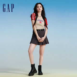 Gap 盖璞 女装2024夏季新款亲肤logo短袖T恤上衣465242 红色 155/76A(XS) 亚洲尺码