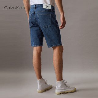 Calvin Klein Jeans24春夏男士经典标牌洗水微弹休闲牛仔短裤J325536 1A4-牛仔蓝 32