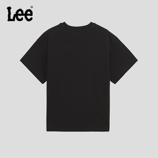 Lee儿童短袖T恤2024春夏圆领前胸印花套头舒适宽松棉质上衣童装 黑色 130cm