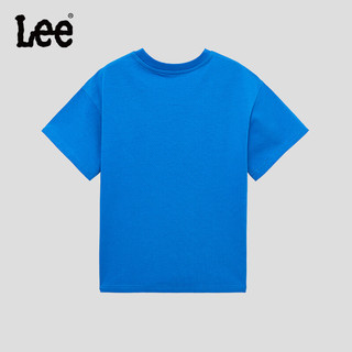 Lee儿童短袖T恤2024春夏圆领前胸印花套头舒适宽松棉质上衣童装 蓝色 110cm