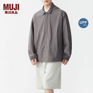 无印良品 MUJI 男式 防紫外线 衬衫式夹克 长袖防晒服防晒衣男AD91CC4S 炭灰色 L (175/100A)