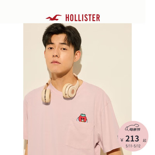 HOLLISTER【草莓音乐节】24夏美式短袖T恤男女KI323-4029 浅紫红色 L