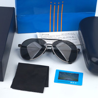 车主播 眼镜飞行员太阳镜偏光防护镜军迷木盒礼盒航空户外钓鱼墨镜 7379灰框黑灰镜片 只要眼镜不要包装 只要眼镜不要