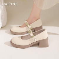 DAPHNE 达芙妮 法式玛丽珍女鞋2024新款春季浅口气质单鞋晚晚鞋粗跟高跟鞋