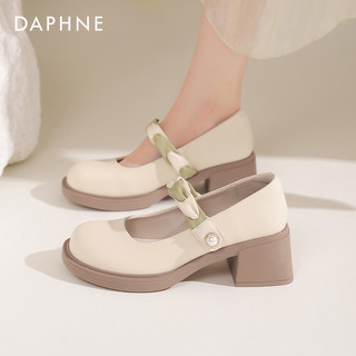 DAPHNE 达芙妮 法式玛丽珍女鞋2024新款春季浅口气质单鞋晚晚鞋粗跟高跟鞋