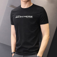 SKECHERS 斯凯奇 T恤男2024夏季新款速干跑步运动短袖 黑色-0018 L /推荐120-140斤