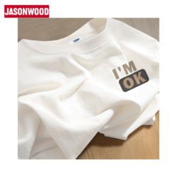 JASONWOOD 坚持我的 夏季新款简约t恤短袖纯棉男士体恤潮流百搭宽松休闲半袖