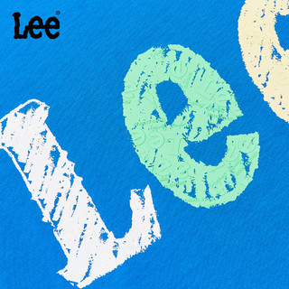 Lee儿童短袖T恤2024春夏圆领前胸印花套头舒适宽松棉质上衣童装 蓝色 140cm