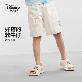 迪士尼（DISNEY）童装儿童男童牛仔中裤快速吸湿透气百搭裤子24夏DB421NE02白130 白牛仔