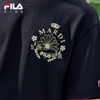 FILA【抗菌】xMARDI 斐乐童装儿童上衣2024夏季中大童T恤男童短袖 传奇蓝-NV 165cm