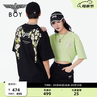 BOY LONDON24夏款短袖雏菊字母印花宽松休闲百搭T恤N01074 绿色 S