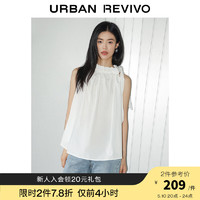UR2024夏季女装都市超宽松木耳边系带罩衫衬衫UWU240032 本白 M