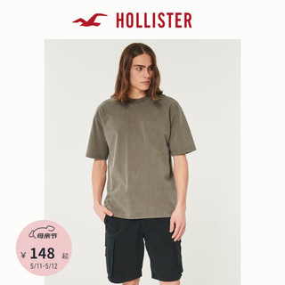 HOLLISTER24夏季美式宽松短款圆领短袖T恤男女KI324-4119 棕色水洗 XXL (185/124A)