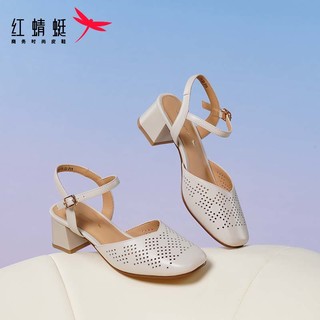 红蜻蜓包头凉鞋2024夏季镂空法式仙女风粗跟玛丽珍鞋 WFV24012
