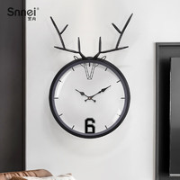 Snnei 室内 北欧鹿头挂钟客厅轻奢简约现代钟表网红时尚个性创意挂墙时钟