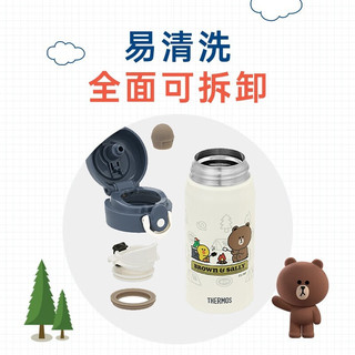 膳魔师（THERMOS）316L不锈钢保温杯保冷杯联名图案款水杯 TCMO Line Friend露营-奶油白 350ml