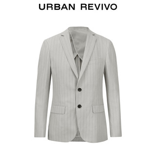 URBAN REVIVO 男装绅士商务通勤条纹设计西装外套UMU140024 浅灰 M