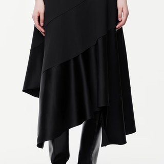 江南布衣（JNBY）24夏连衣裙纯棉圆领短袖A型气质设计感5O4G12810 001/本黑 S