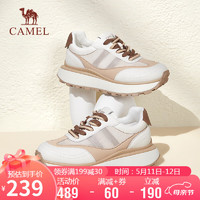 骆驼（CAMEL）慢跑鞋女百搭撞色透网拼接厚底运动休闲鞋 L24M577677 杏/米 39 