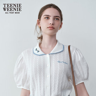 Teenie Weenie小熊女装2024夏装新款绞花短袖针织衫甜美少女感毛衫