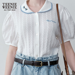 Teenie Weenie小熊女装2024夏装新款绞花短袖针织衫甜美少女感毛衫