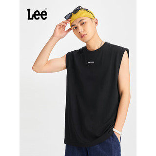 Lee24春夏舒适版织标Logo黑色男无袖T恤潮流LMT0081474LE-K11 黑色 M