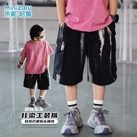 MiniZaru 米妮哈鲁 2024新款男童牛仔短裤韩版夏季儿童五分裤夏天男孩工装裤
