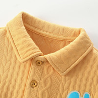 拉比树童装儿童卫衣2024春季条纹polo衫宝宝舒适宽松上衣 黄色 140cm