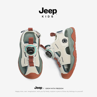 Jeep童鞋儿童凉鞋夏款夏季包头2024中大童男孩鞋子男童沙滩鞋 苔原/琥珀 35码 鞋内长约22.4cm