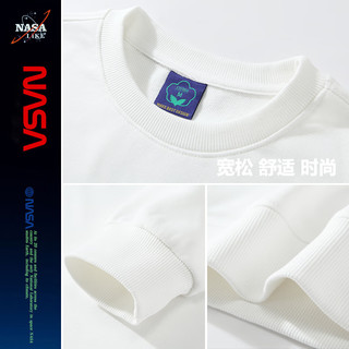 NASA LIKE潮牌圆领卫衣男秋春季宽松运动青春潮流休闲打底衫外套 白色 L（125-140斤）