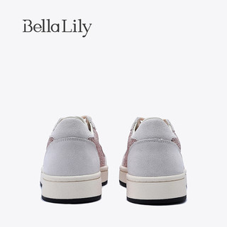Bella Lily2024夏季闪亮星星德训鞋女百搭减龄板鞋时尚休闲鞋 粉色 39