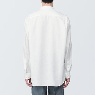 无印良品（MUJI）男式 麻混 长袖衬衫 男士衬衣外套  AC1XAA4S 白色 XL 180/104A