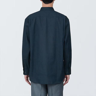 无印良品（MUJI）男式 麻混 长袖衬衫 男士衬衣外套  AC1XAA4S 藏青色 S 165/84A