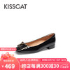 KISSCAT 接吻猫 女鞋2024春新款方头复古低跟船鞋通勤浅口单鞋女KA54118-11 黑色 38