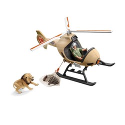 Schleich 思樂 仿真動物模型飛機獅子河馬玩具動物救援直升機42476