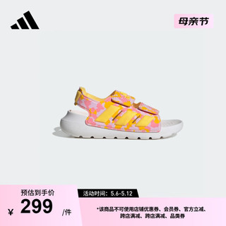 adidas ALTASWIM 2.0印花魔术贴休闲凉鞋小童阿迪达斯轻运动 粉色/黄色 30.5码