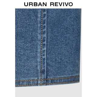 URBAN REVIVO 女装复古氛围感修身挂脖牛仔衬衫 UWG840211 蓝色 XS