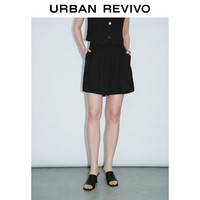 URBAN REVIVO 女士简约百搭利落通勤宽松西装短裤 UWG640057 正黑 M