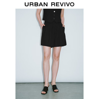 URBAN REVIVO 女士简约百搭利落通勤宽松西装短裤 UWG640057 正黑 M