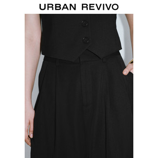 URBAN REVIVO 女士简约百搭利落通勤宽松西装短裤 UWG640057 正黑 M