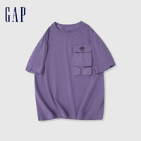 Gap 盖璞 男女款logo工装口袋圆领短袖T恤 876998