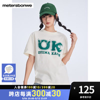 美特斯邦威皮克斯系列T恤男2024夏季新款字母印花短袖情侣装上衣