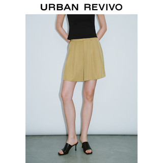 URBAN REVIVO 女士简约百搭利落通勤宽松西装短裤 UWG640057 卡其绿 S