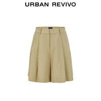 URBAN REVIVO 女士简约百搭利落通勤宽松西装短裤 UWG640057 卡其绿 XS