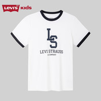 Levi's李维斯童装24夏儿童短袖T恤男童撞色学院风上衣 明亮白 100/52(3T)