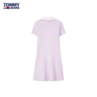 TOMMY JEANS24春夏女装双面针织撞色V领A字POLO连衣裙DW0DW17937 浅紫色W06 L