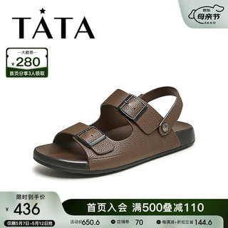 他她（TATA）2024夏时尚百搭舒适凉鞋男VGM01BL4 棕色 39