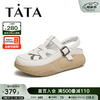 他她（TATA）厚底复古罗马凉鞋女鞋包头凉鞋溯溪鞋2024夏WW601BH4 米白 40