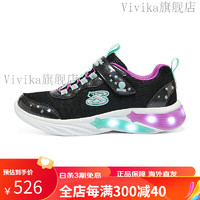 斯凯奇（Skechers）Skechers斯凯奇儿童闪灯鞋中大童儿童运动鞋休闲女童发光鞋 黑色/紫色/BKPR-319043L 36码