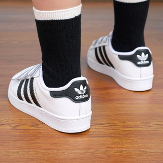 阿迪达斯 （adidas）童鞋SUPERSTAR亲子魔术贴板鞋小白鞋子男女小童 白/一号黑/金 32码 195mm